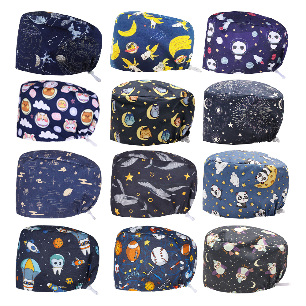 Medical Lab Business - Sky Printed Medical Man Caps Long