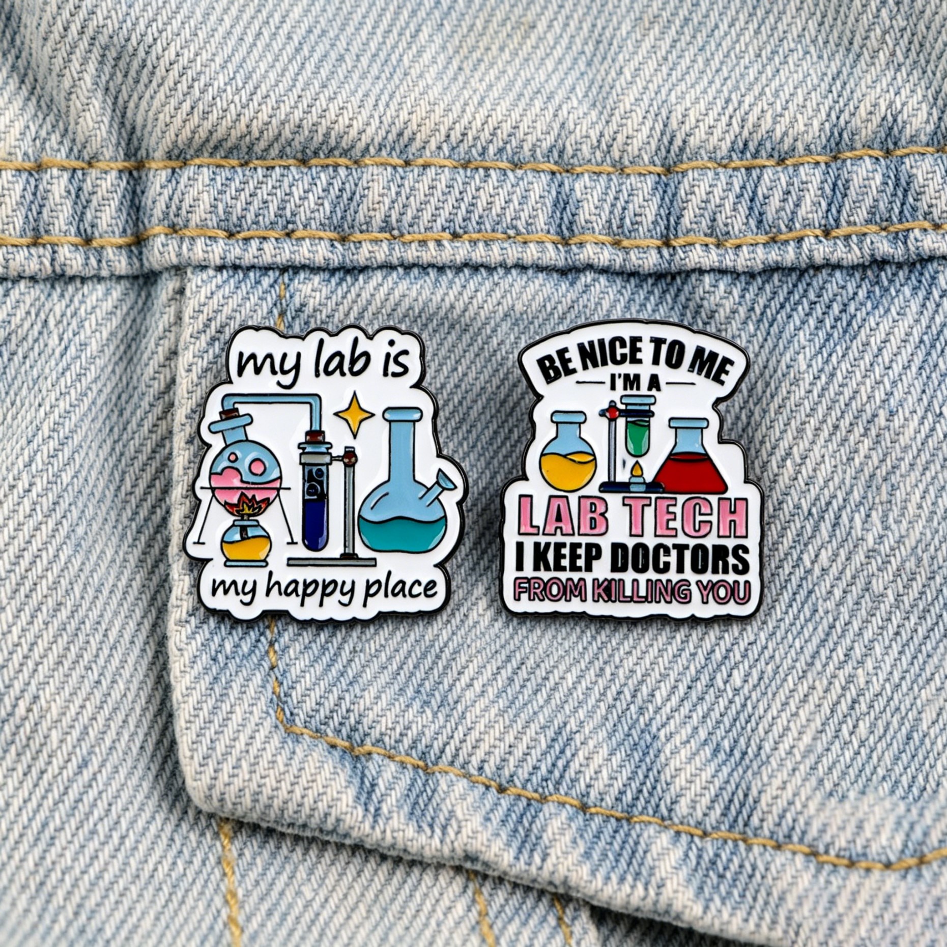 Funny Lab Tech Enamel Pins Set - Medical Lab Worker 评论和价格