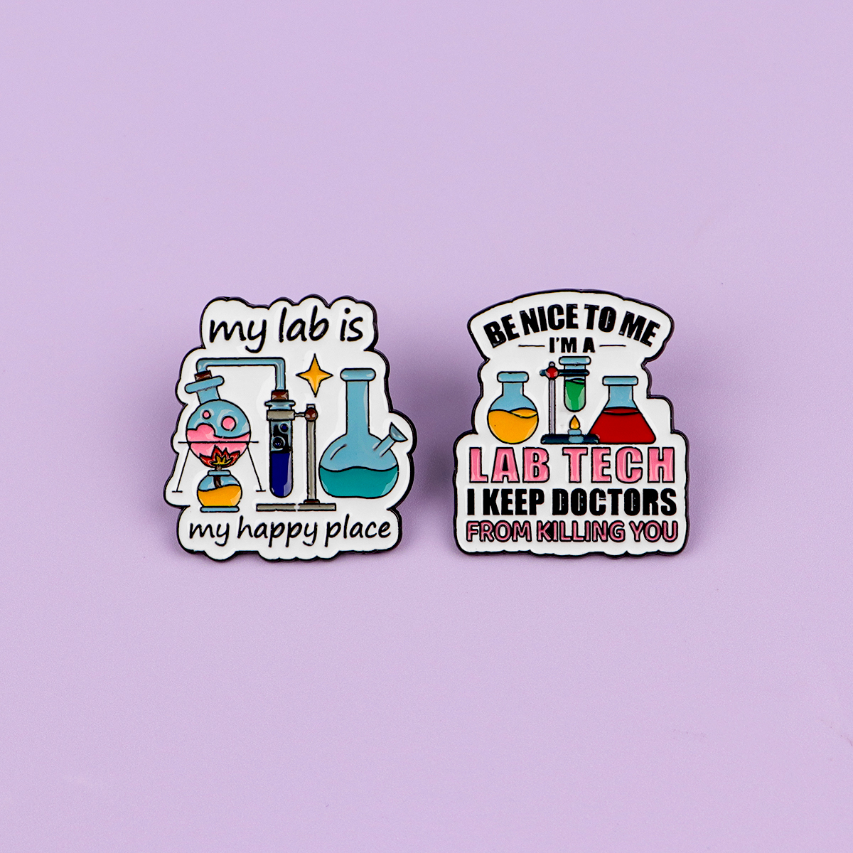 Funny Lab Tech Enamel Pins Set - Medical Lab Worker 评论和价格